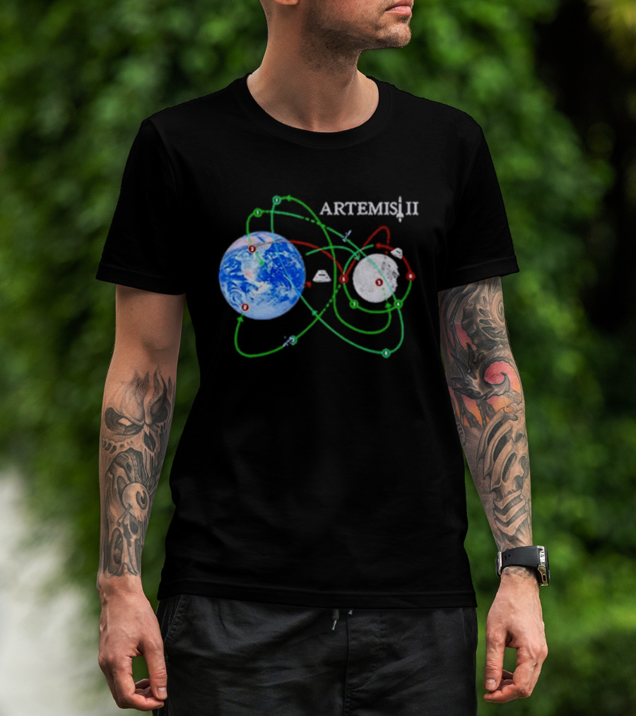 Artemis II NASA Moon Mission Pathways Earth And Moon T-Shirt