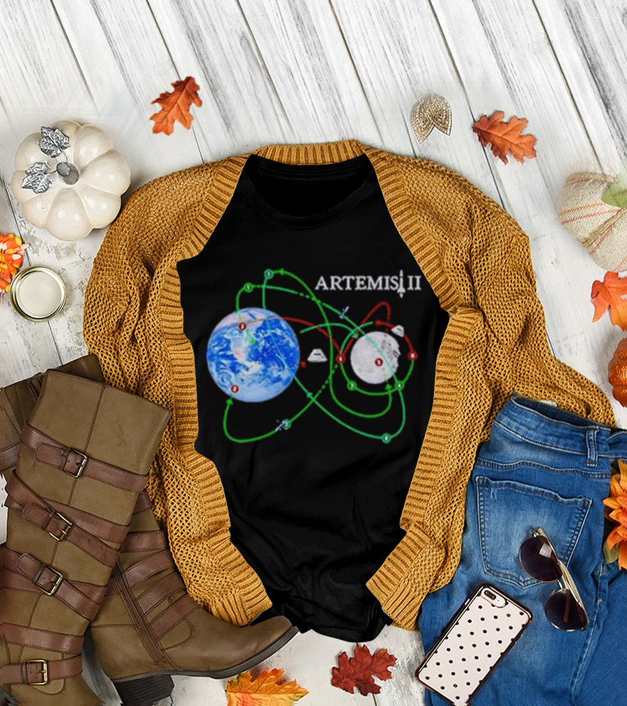 Artemis II NASA Moon Mission Pathways Earth and Moon T-Shirt