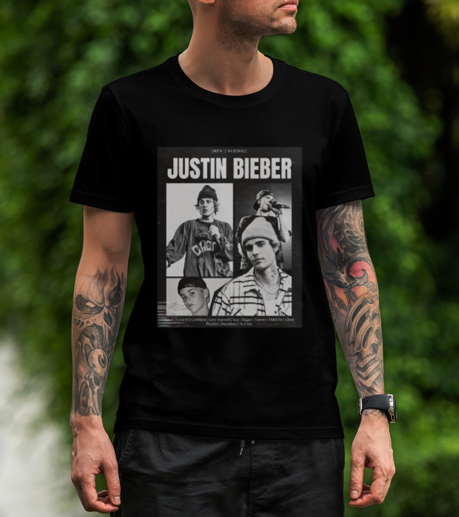Drew House Viasmule Justin Bieber Collage Love Yourself Peaches Iconic Photos T-Shirt