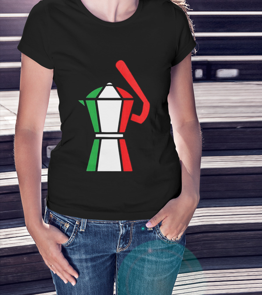 Italy Coffee Pot Italian Flag Colors White T-Shirt