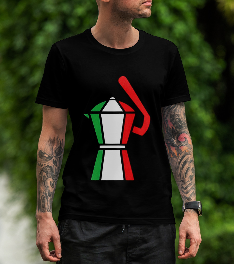 Italy Coffee Pot Italian Flag Colors White T-Shirt