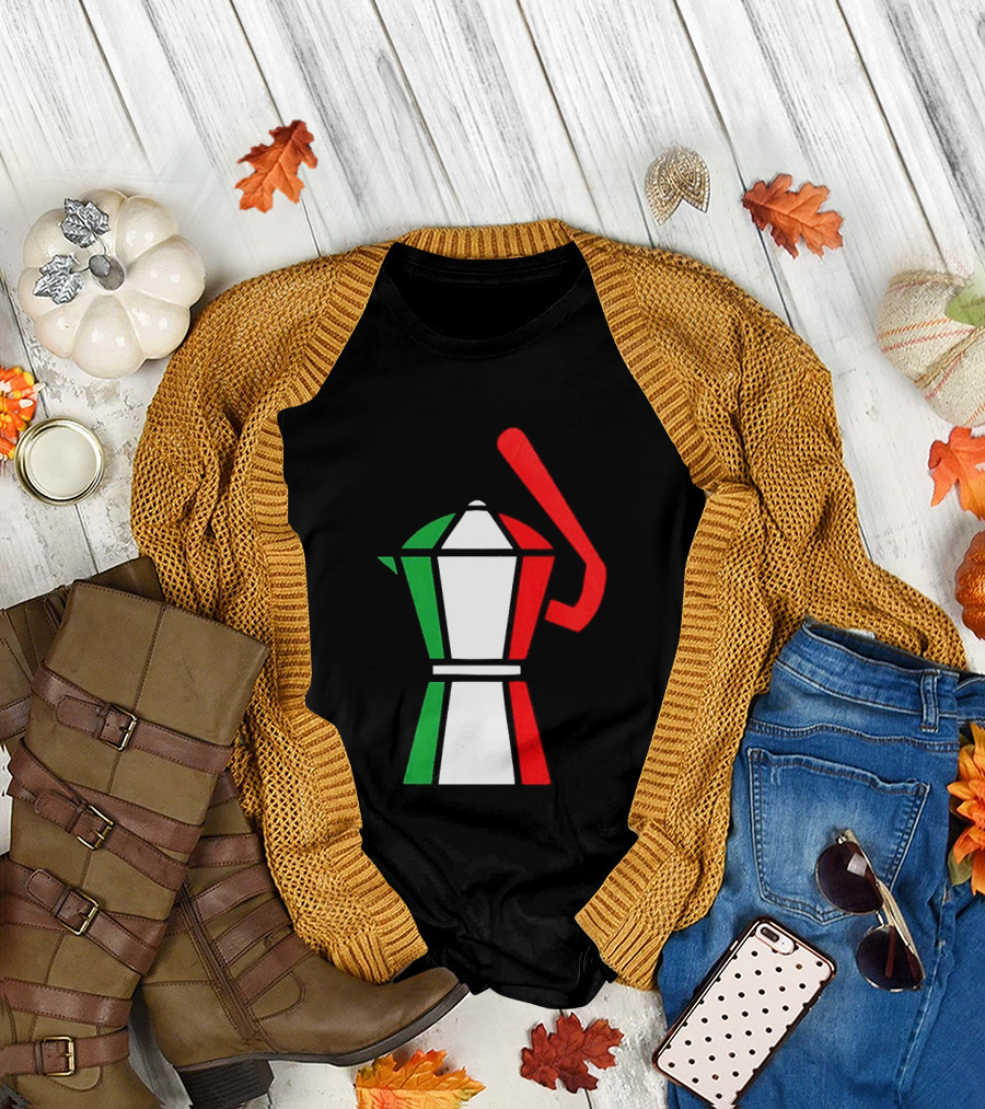 Italy Coffee Pot Italian Flag Colors White T-Shirt
