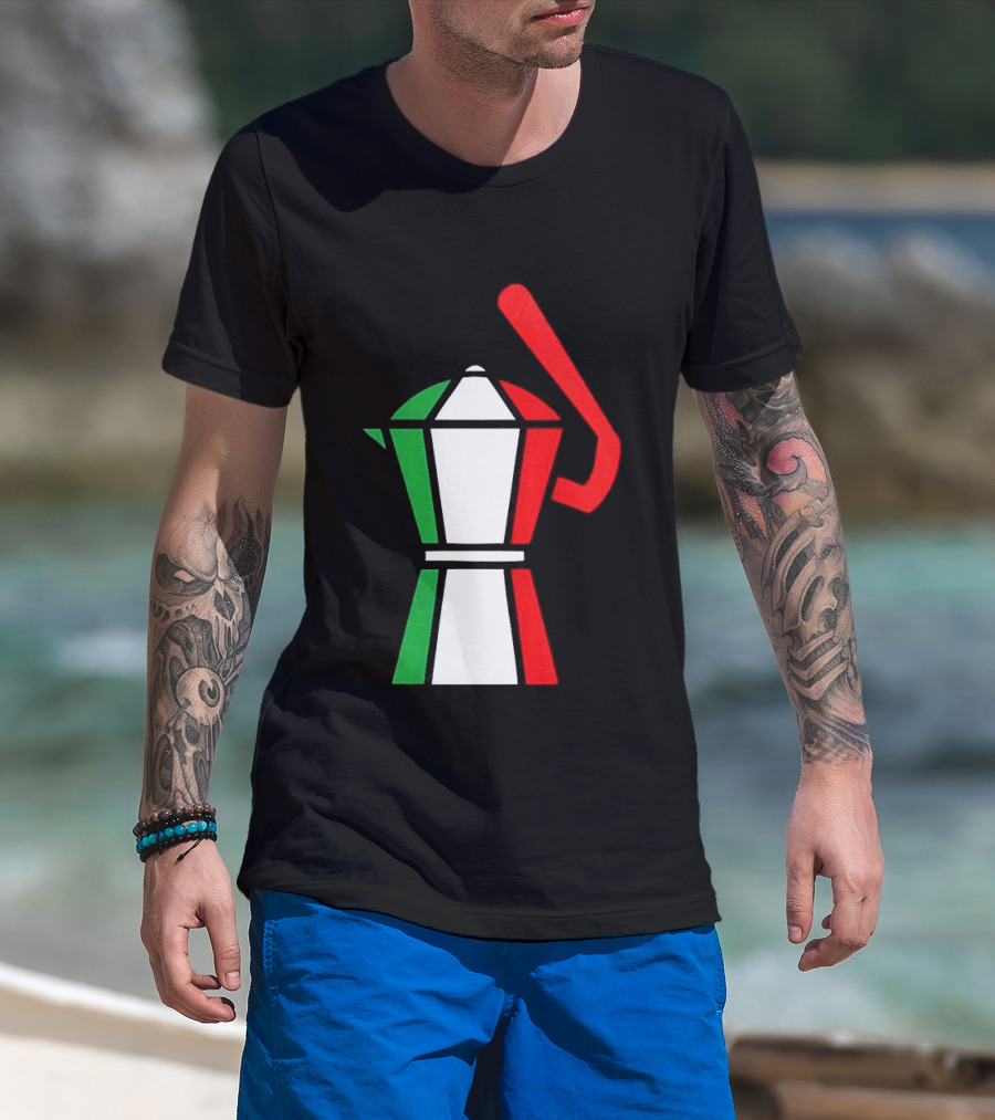 Italy Coffee Pot Italian Flag Colors White T-Shirt