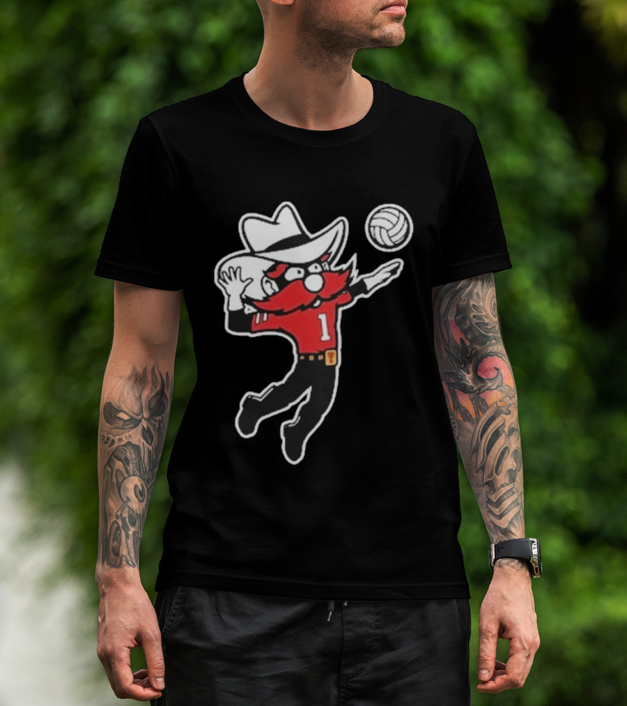 Raider Red Playing Volleyball Action T-Shirt