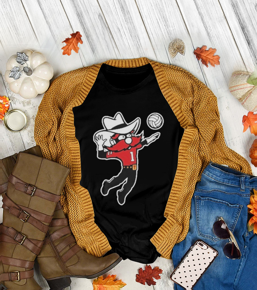 Raider Red Playing Volleyball Action T-Shirt
