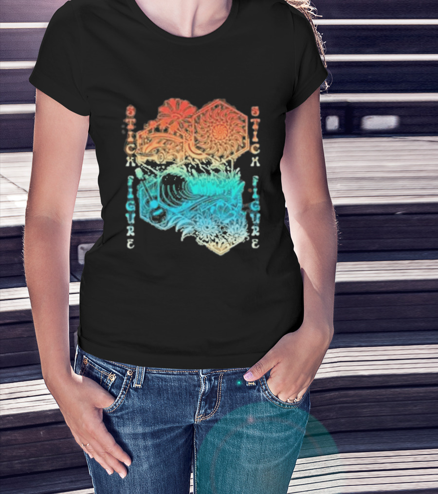 Stick Figure Coastal Cruiser Sun And Waves T-Shirt