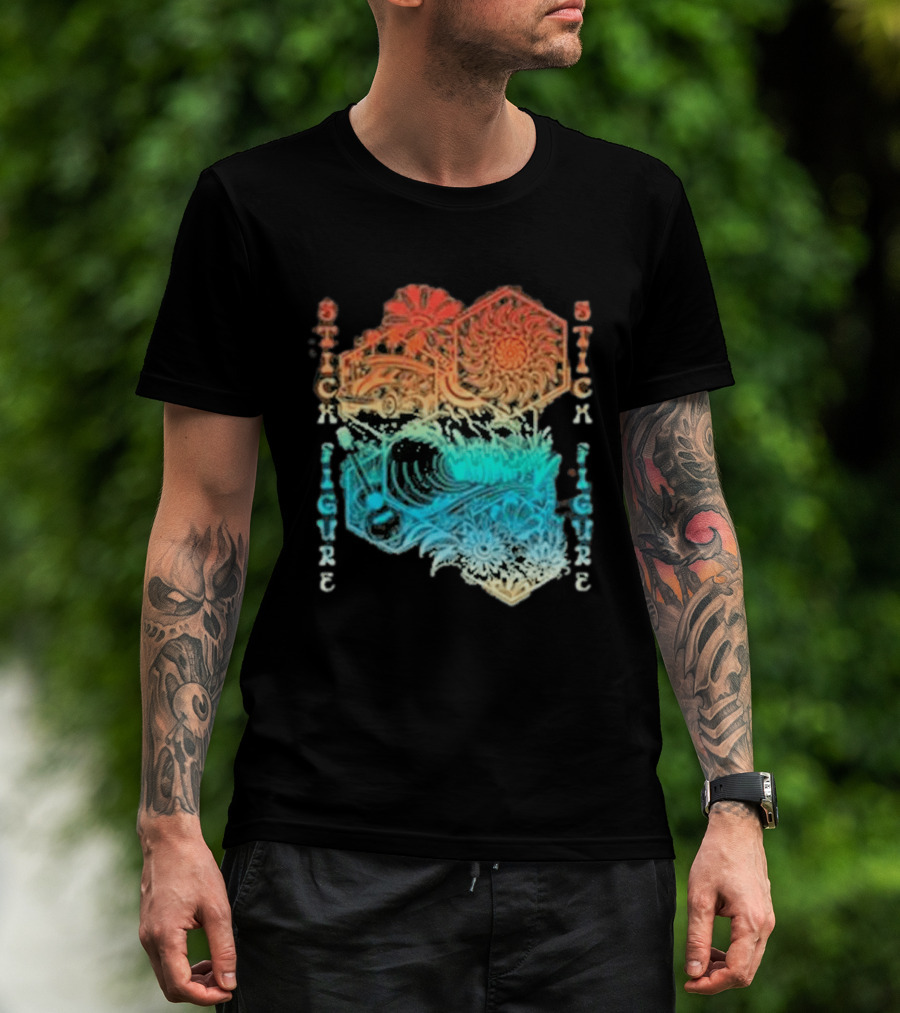 Stick Figure Coastal Cruiser Sun And Waves T-Shirt