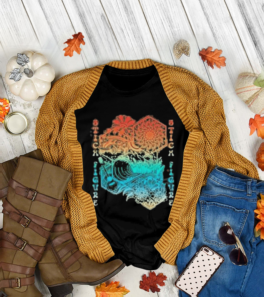 Stick Figure Coastal Cruiser Sun and Waves T-Shirt