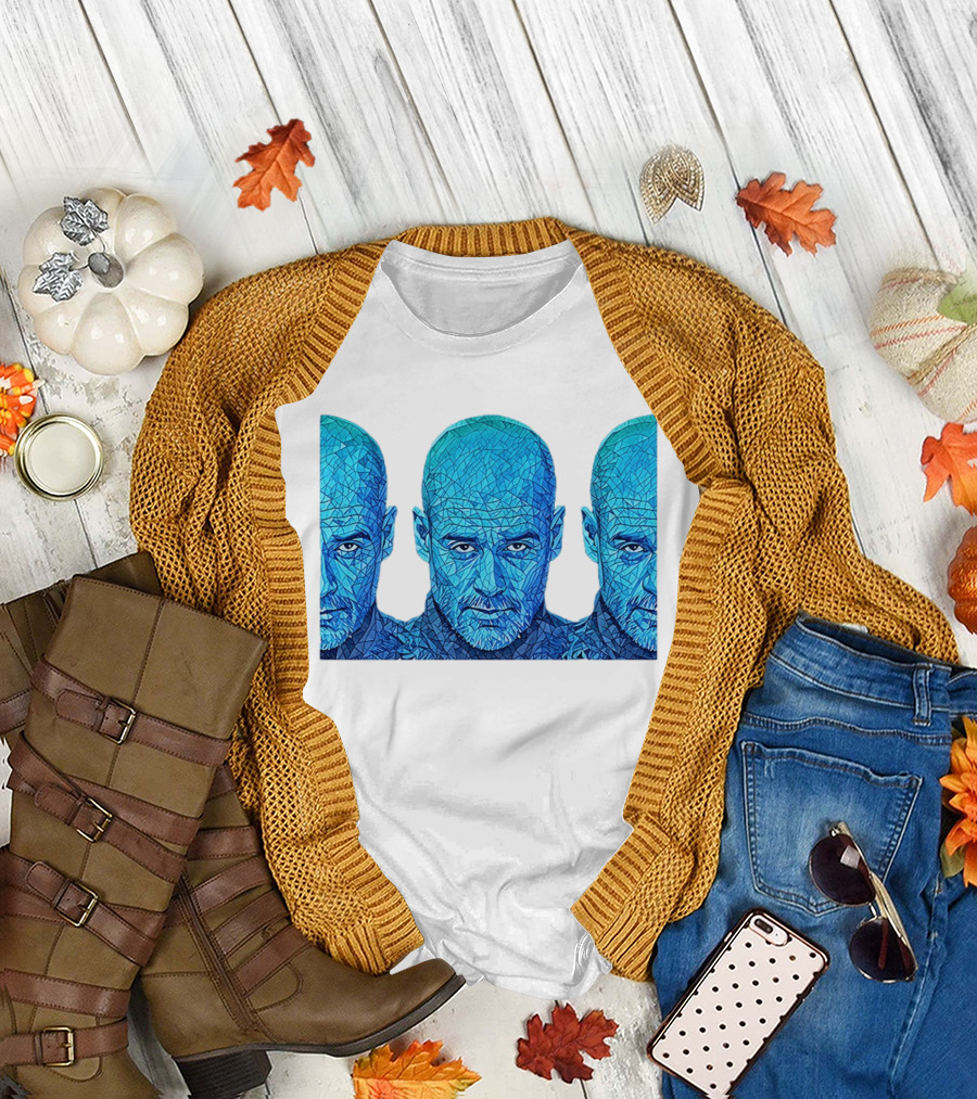 Manchester City FC Pep Guardiola Mosaic Style Blue T-Shirt