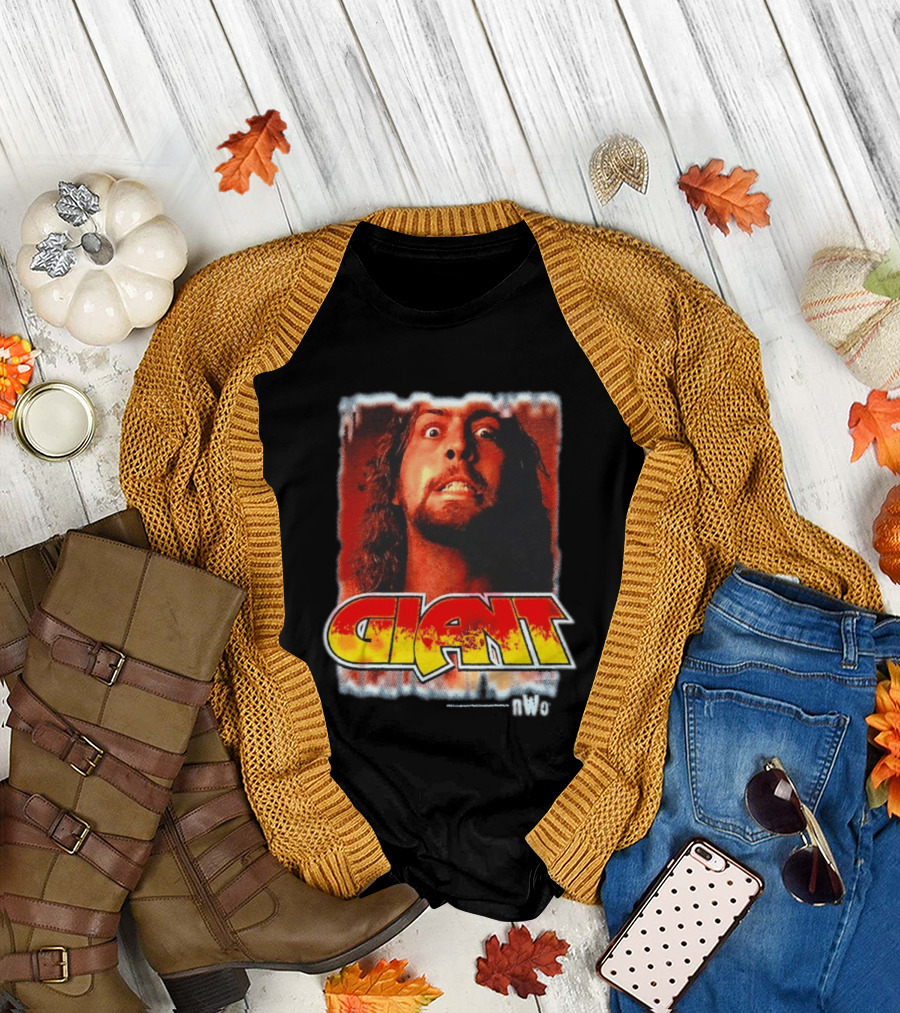 Andre Giant nWo Wrestling Iconic Giant Text and Intense T-Shirt