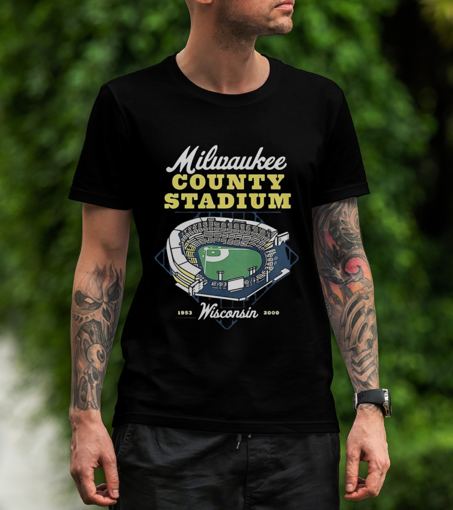 Milwaukee County Stadium Wisconsin 1953 2000 Baseball Memories T-Shirt