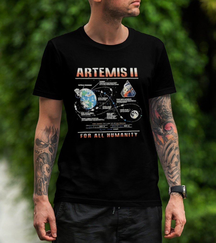 Artemis II Earth Lunar Missions For All Humanity T-Shirt