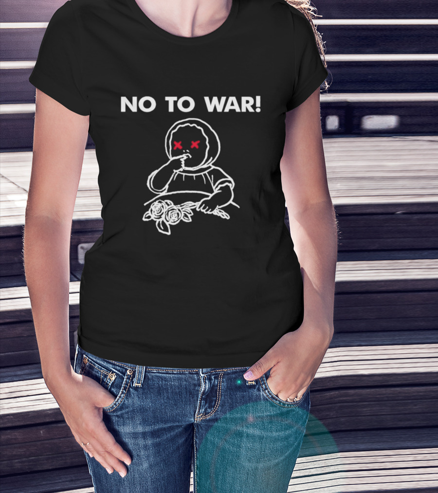 No To War Jon King Protest Statement With Child And Flowers T-Shirt