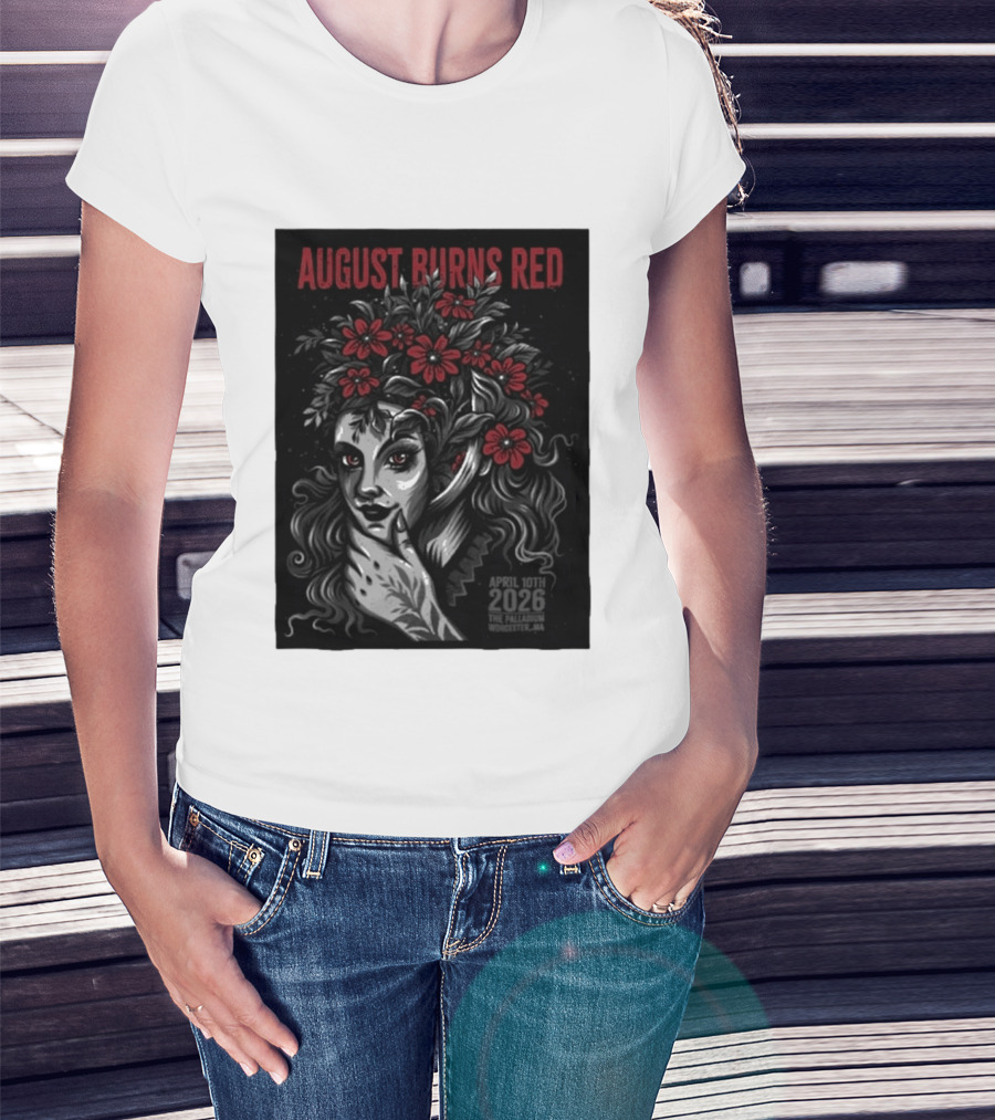 August Burns Red Concert April 10 2026 The Palladium Worcester MA Floral Headpiece T-Shirt