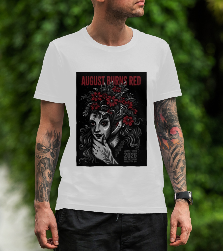 August Burns Red Concert April 10 2026 The Palladium Worcester MA Floral Headpiece T-Shirt