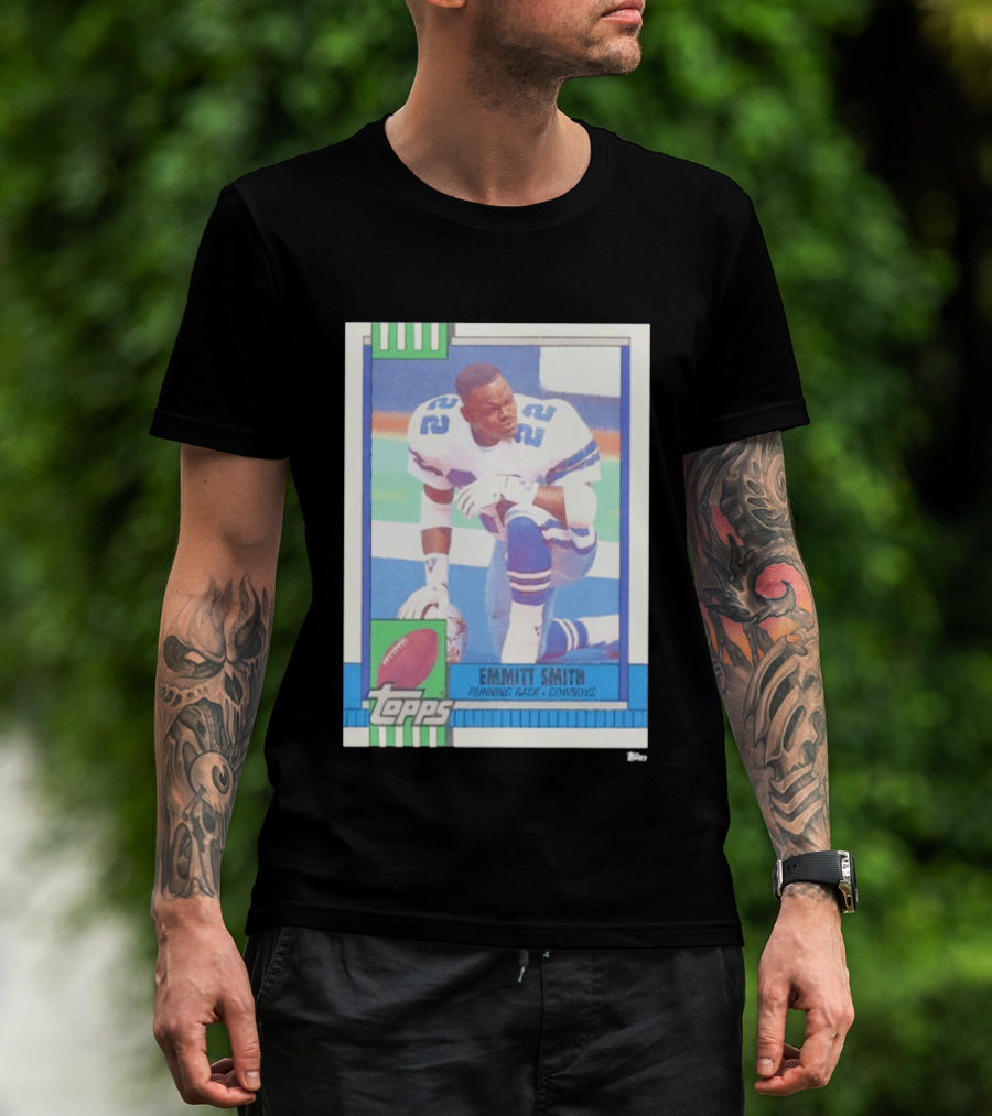 Emmitt Smith Topps Trading Card Running Back Cowboys Football Player T-Shirt