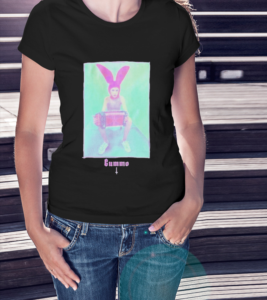 Gummo Bunny With Accordion And Pink Ears T-Shirt