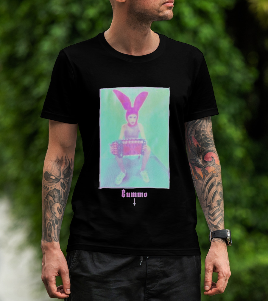 Gummo Bunny With Accordion And Pink Ears T-Shirt