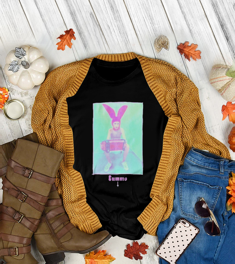 Gummo Bunny With Accordion And Pink Ears T-Shirt