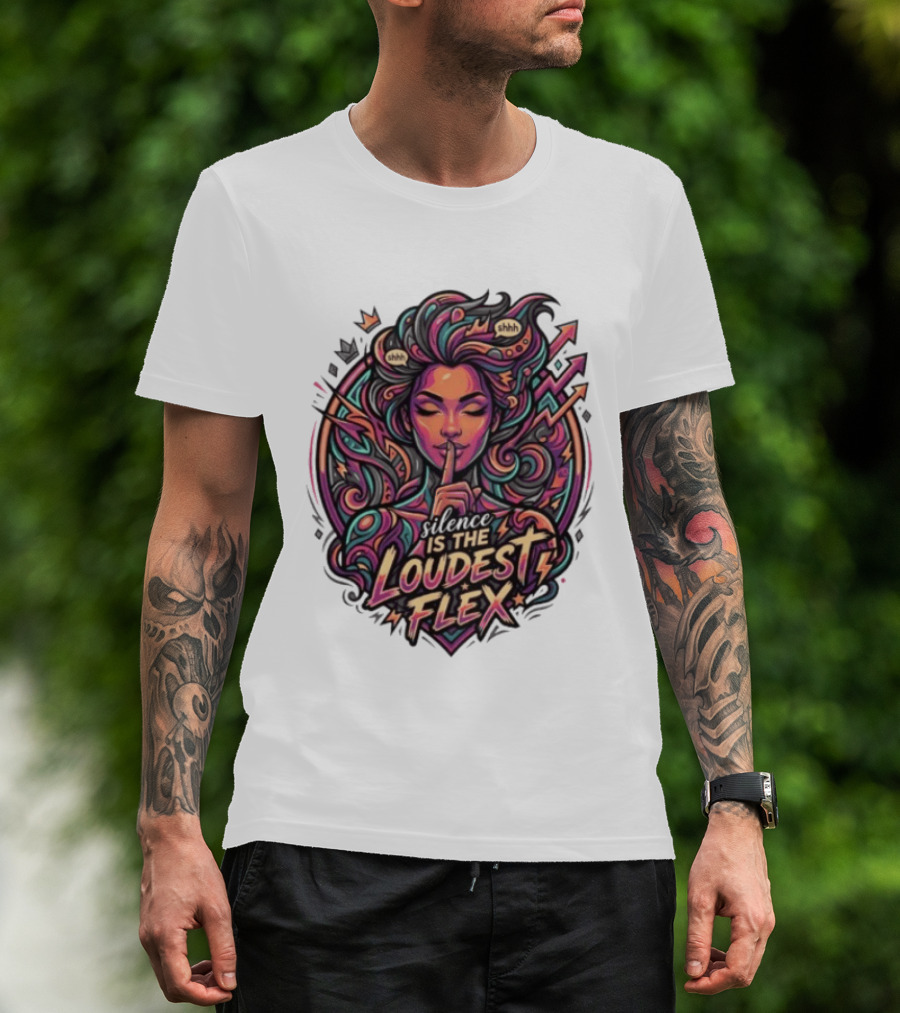 Shhh Silence Is The Loudest Flex Zen Art Nouveau Aesthetic T-Shirt