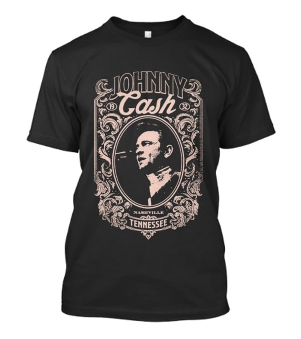 Johnny Cash Nashville Tennessee Vintage Style Floral Oval T-Shirt