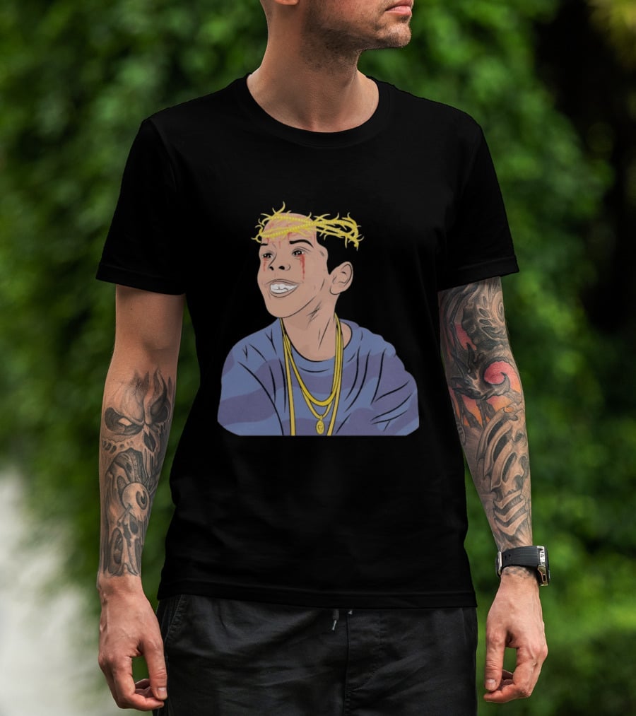 Flygod 10 Year Anniversary Unique Graphic With Golden Crown And Tearful Smile T-Shirt
