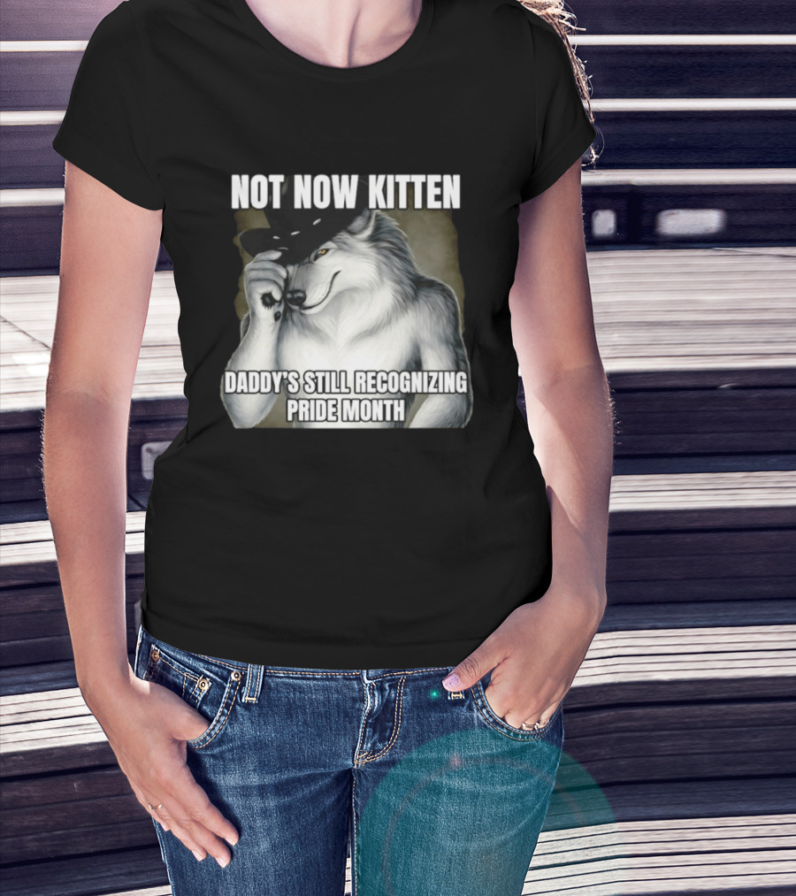 Not Now Kitten Daddy's Still Recognizing Pride Month Wolf T-Shirt