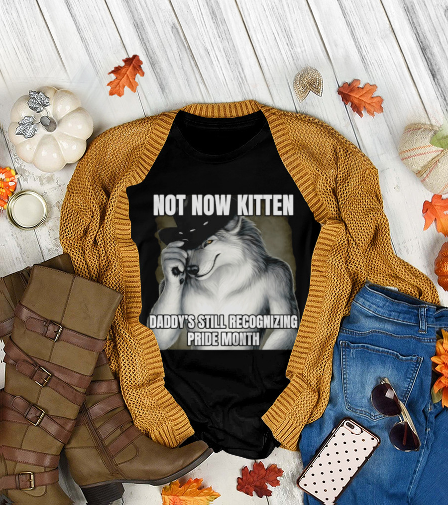 Not Now Kitten Daddy's Still Recognizing Pride Month Wolf T-Shirt