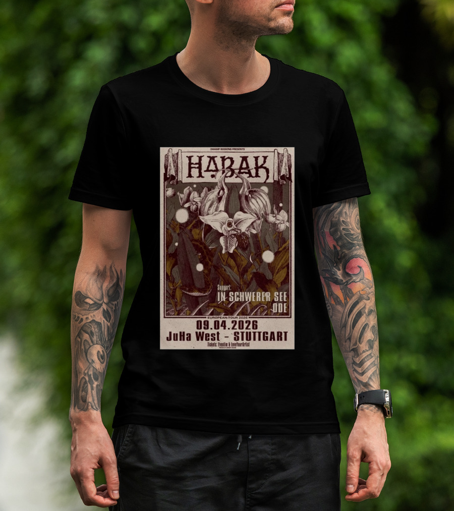 Swamp Booking Presents Habak European Tour 2026 JuHa West Stuttgart Apr 9 In Schwerer See Ode Support T-Shirt