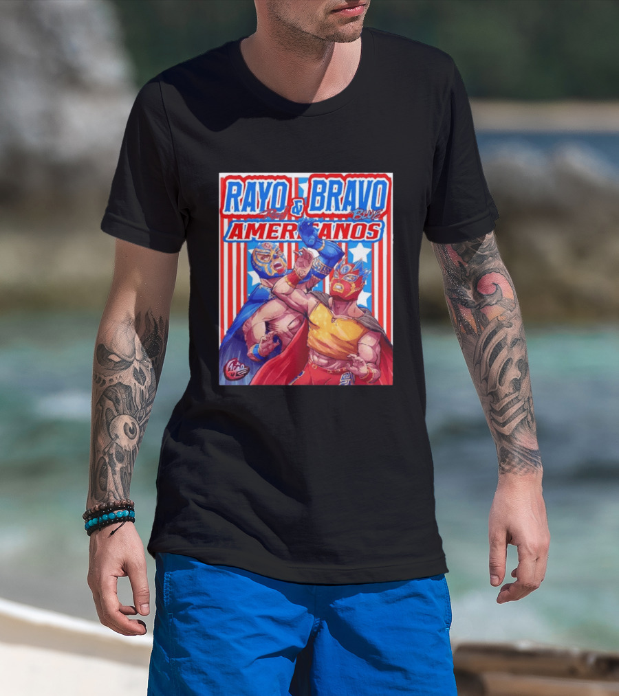 Rayo And Bravo Red Blue Americanos Wrestling Fan Favorite T-Shirt