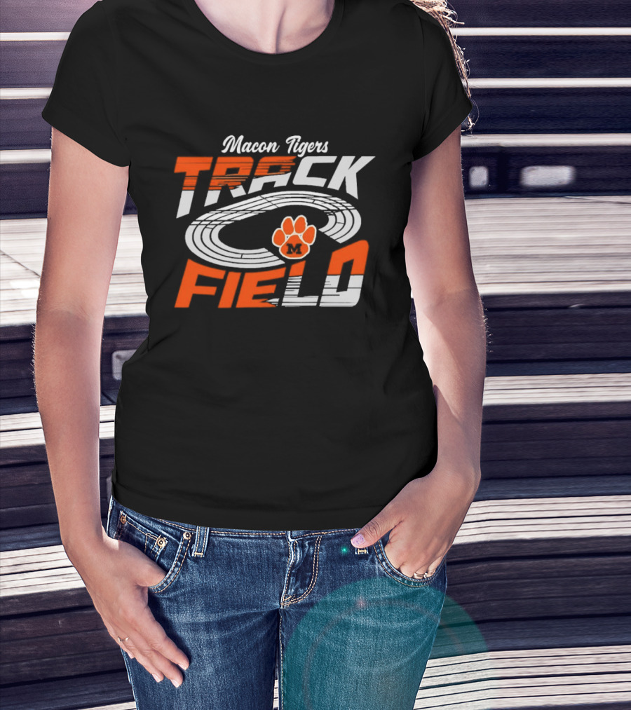 Macon Tigers Track And Field With Orange Paw Print T-Shirt