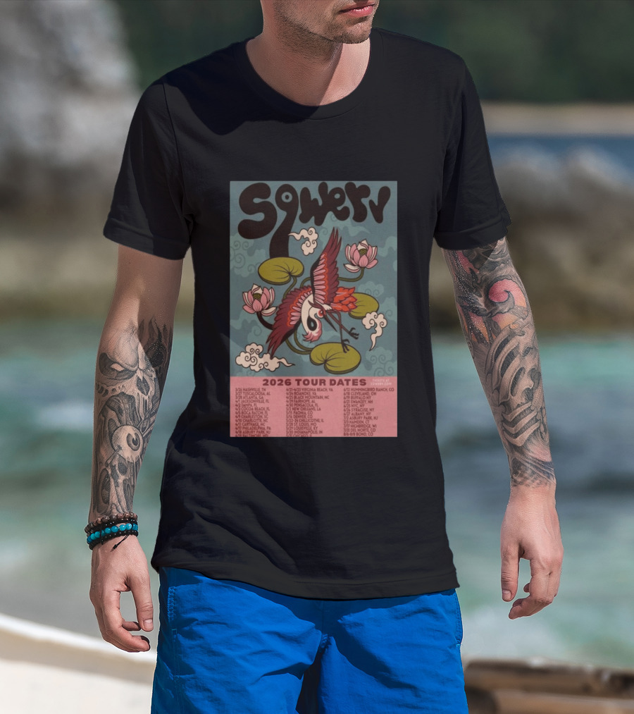 Sqwerv Summer Tour 2026 Crane Lotus Clouds Tour Dates Nashville Tarrytown Jacksonville Chapel Hill Atlanta Eureka Sonoma Santa Barbara T-Shirt