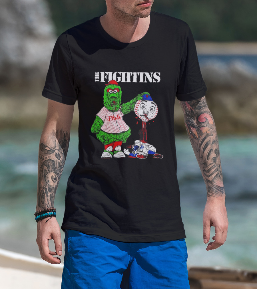 The Fightins Phillie Phanatic Philadelphia Phillies Holding Mr. Met T-Shirt