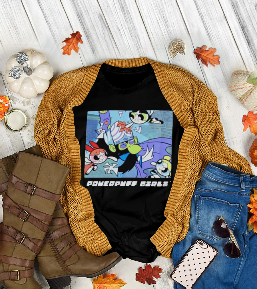 Powerpuff Girls Mojo Jojo Battle Scene Panel T-Shirt