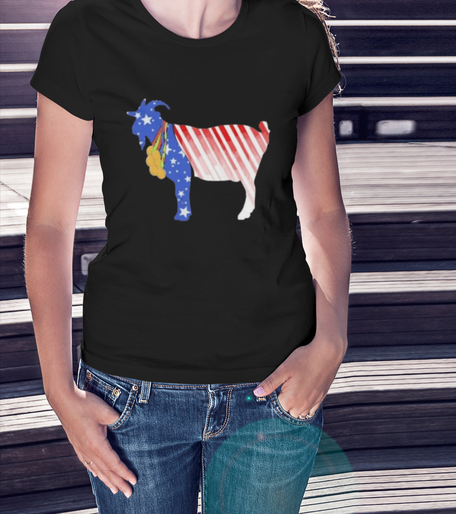 USA GOAT Stars Stripes Olympic Medals T-Shirt