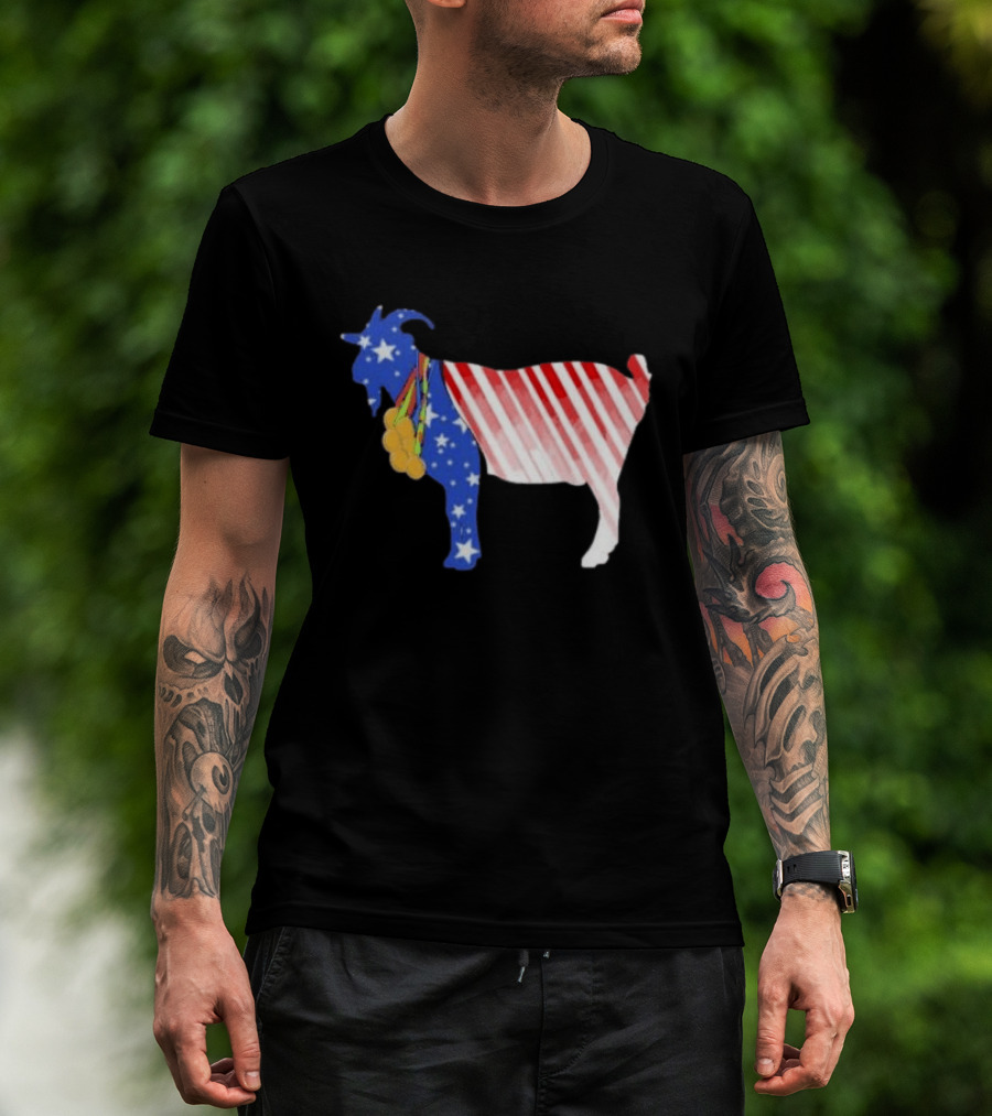 USA GOAT Stars Stripes Olympic Medals T-Shirt