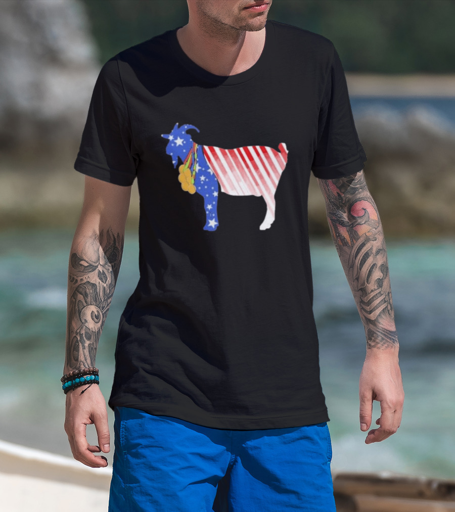 USA GOAT Stars Stripes Olympic Medals T-Shirt