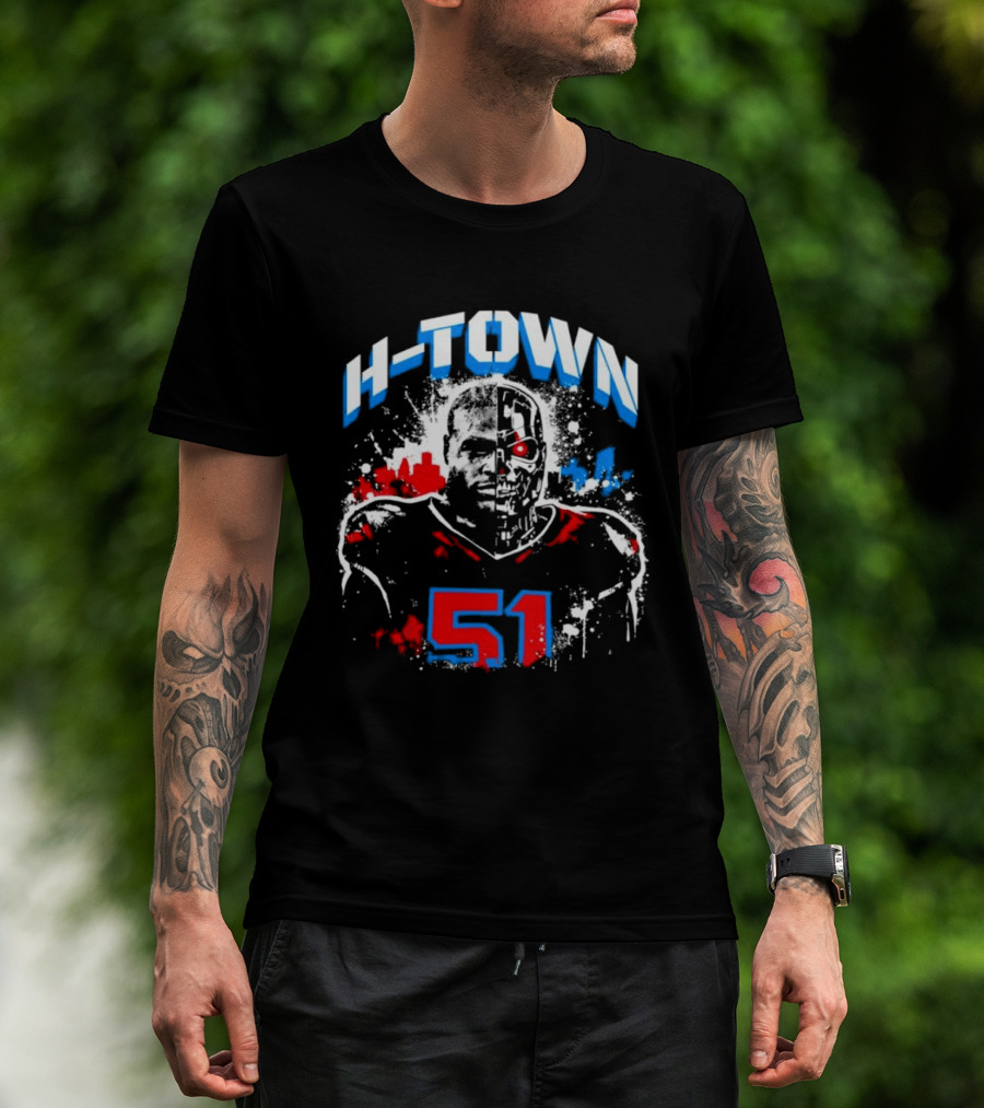 Will Anderson Jr. Number 51 Houston Texans H Town Skyline T-Shirt