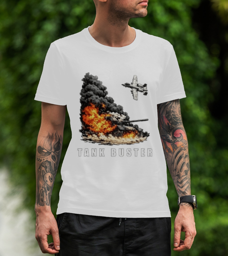 Tank Buster Explosion Fighter Plane Attack T-Shirt