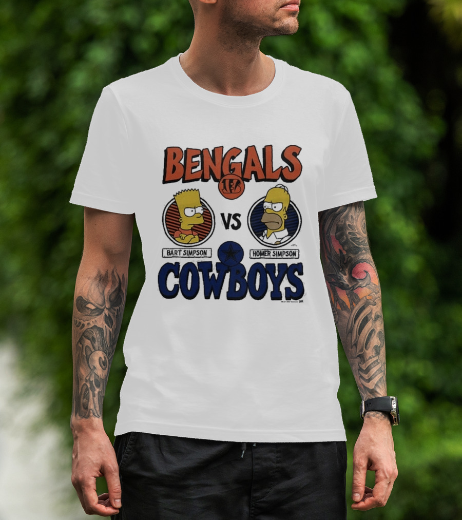 Bengals Vs Cowboys Bart Simpson Homer Simpson T-Shirt