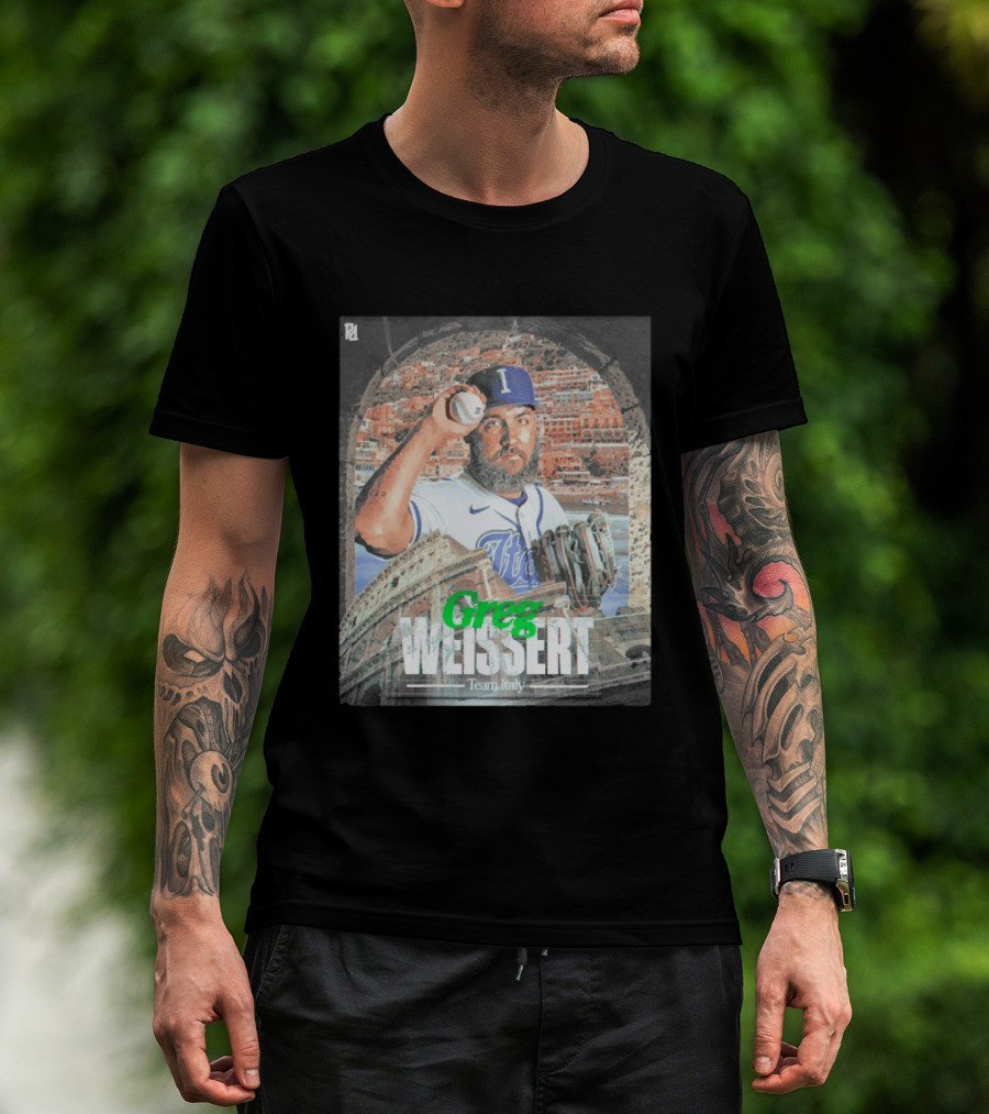 Greg Weissert Italy Pitcher Blue Colosseum Baseball Player T-Shirt