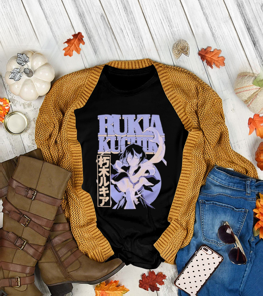 Bleach Rukia Kuchiki Anime Character Illustration Japanese T-Shirt