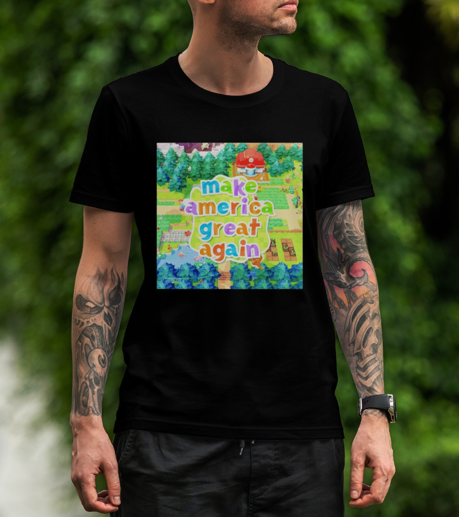 Make America Great Again Colorful Forest Game Inspired Scenery White House Pokopia Generator T-Shirt