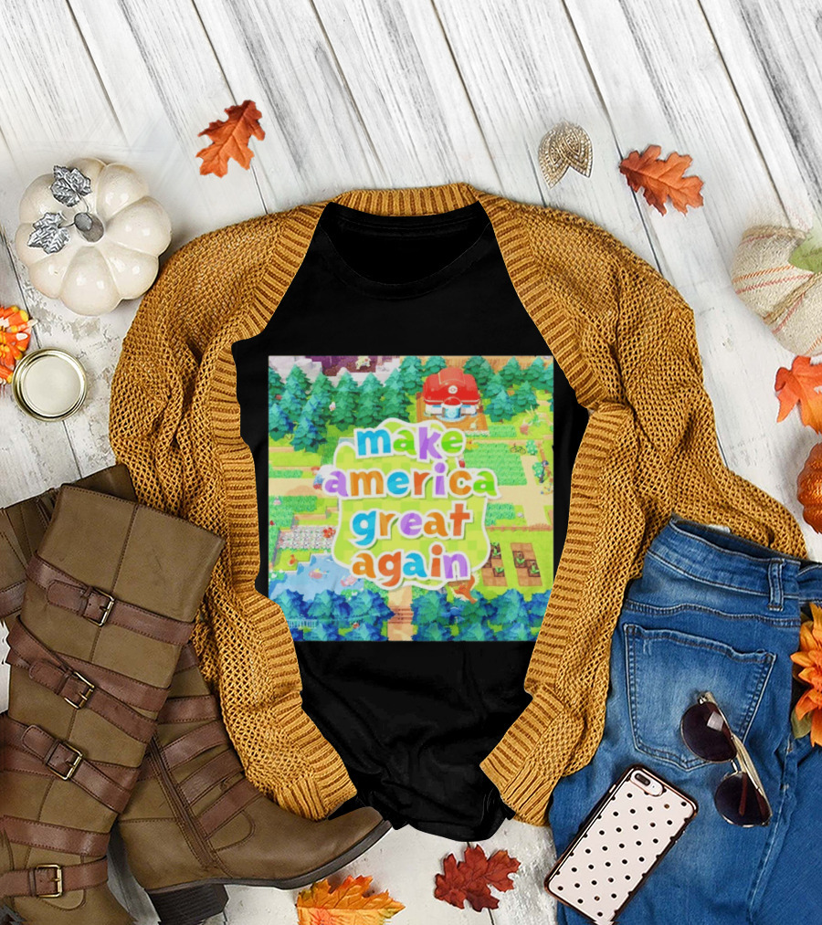 Make America Great Again Colorful Forest Game Inspired Scenery White House Pokopia Generator T-Shirt