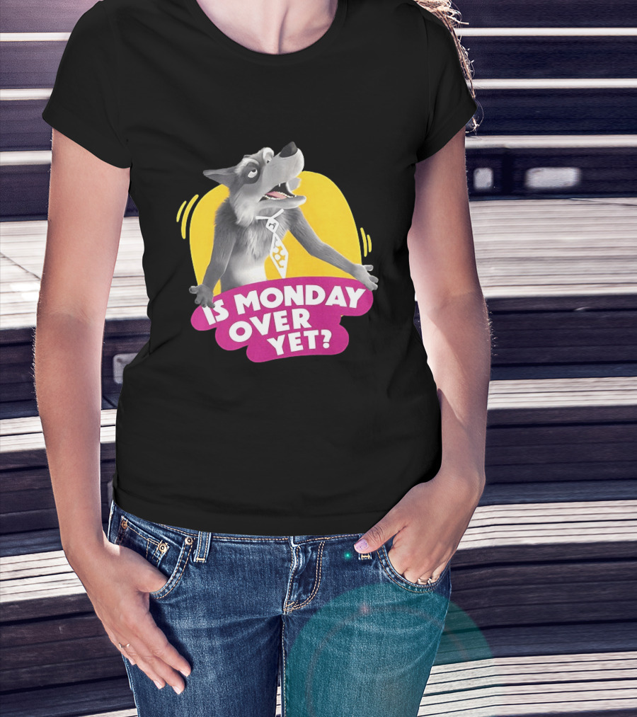 Masha And The Bear Wolf Character Asking Is Monday Over Yet T-Shirt