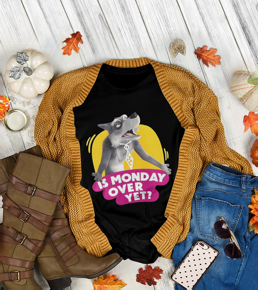 Masha and the Bear Wolf Character Asking Is Monday Over Yet T-Shirt