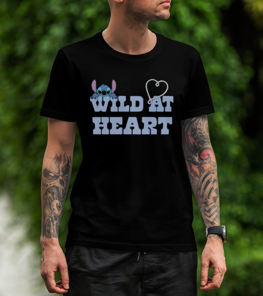 Wild At Heart Stitch Disney Character Cute Alien Heart T-Shirt