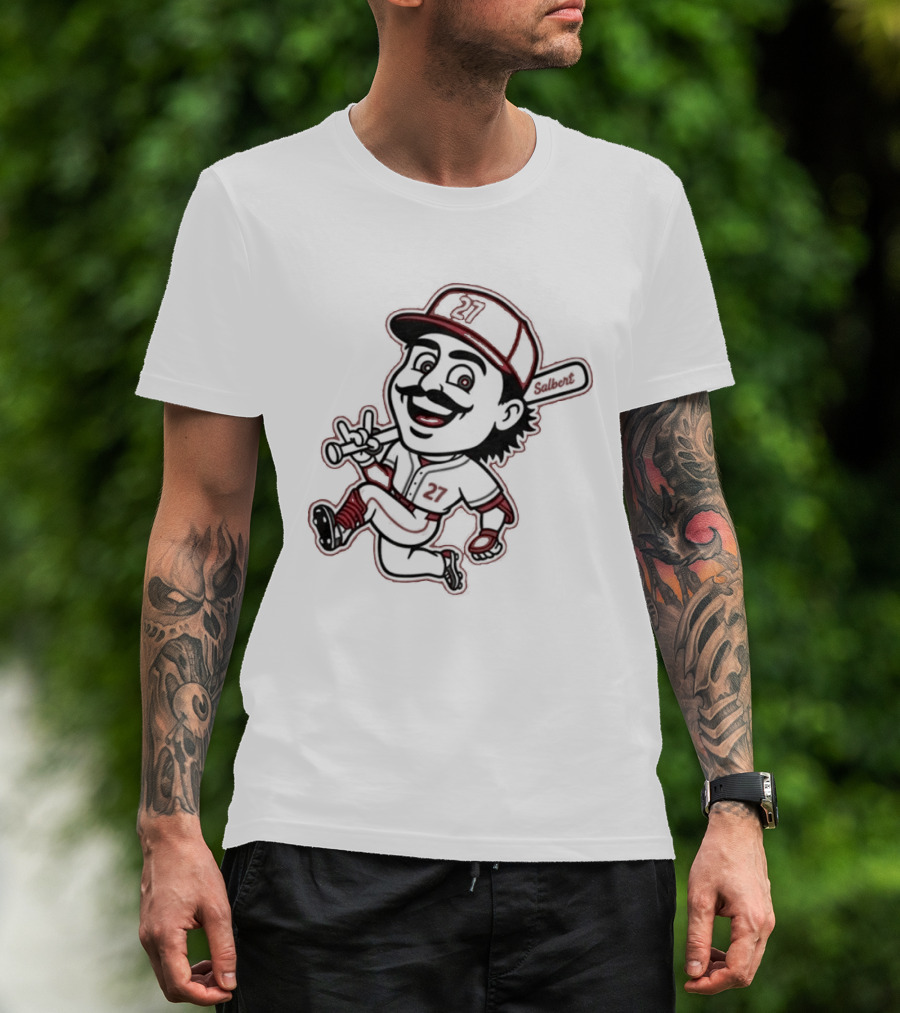 Sal Stewart Baseball Mascot Character With Bat And Mustache T-Shirt