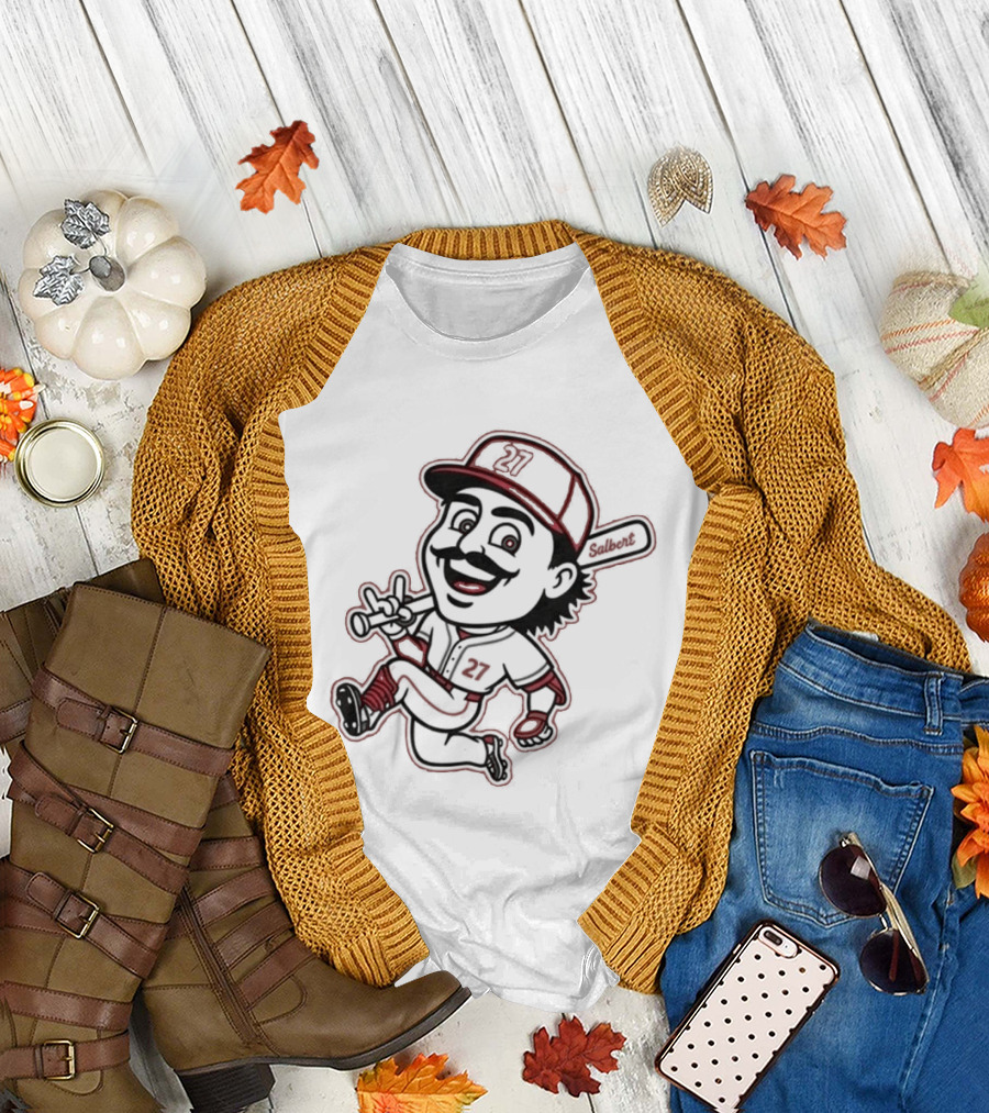 Sal Stewart Baseball Mascot Character with Bat and Mustache T-Shirt