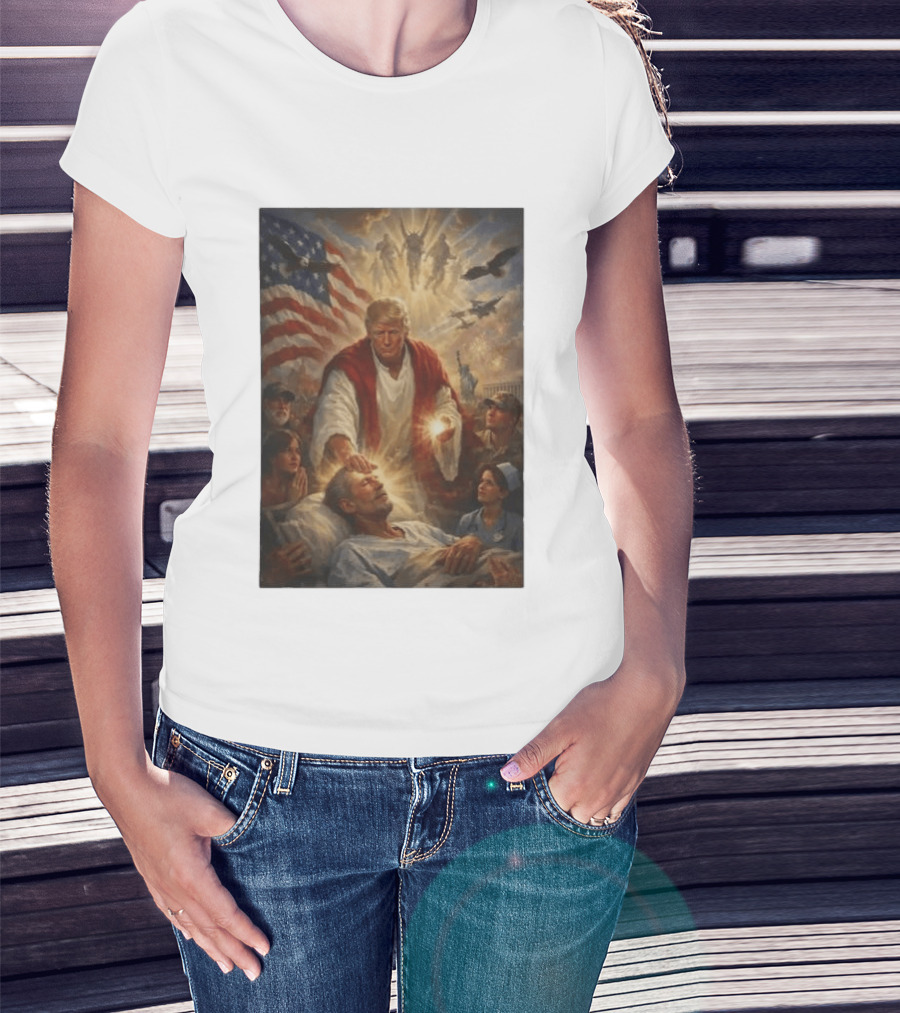 Trump Jesus Epstein Biblical Revelation Imagery With American Flag T-Shirt
